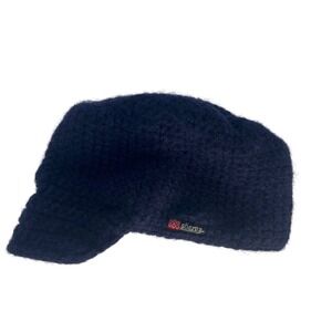 Sherpa Adventure Gear Navy Blue 100% Wool Hand Knit Cap Visor Fall Winter